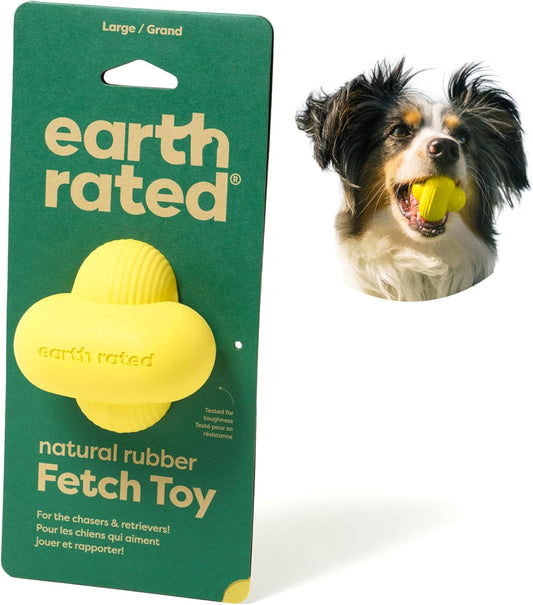 Dog and Puppy Ball, Interactive Fetch Toy for Small, Medium, and Large Breeds, Comes in Multiple Sizes, Made with Natural Rubber, Perfect for Indoor and Outdoor Use, Large, Yellow