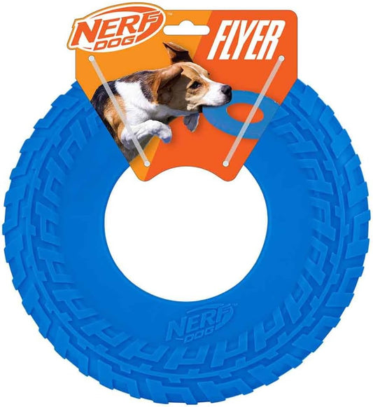 Rubber Tire Flyer Dog Toy, Frisbee, Lightweight, Great for Beach and Pool, 10 Inch Diameter, for Medium/Large Breeds, Single Unit, Blue