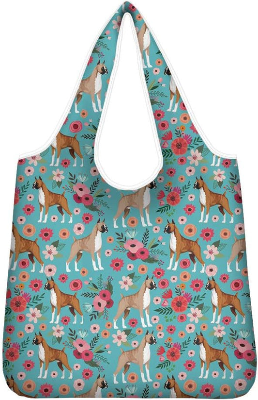 Women Canvas Tote Bag Large Casual Shopping Bag Shoulder Bag Handbag Reusable Boxer Floral Pattern