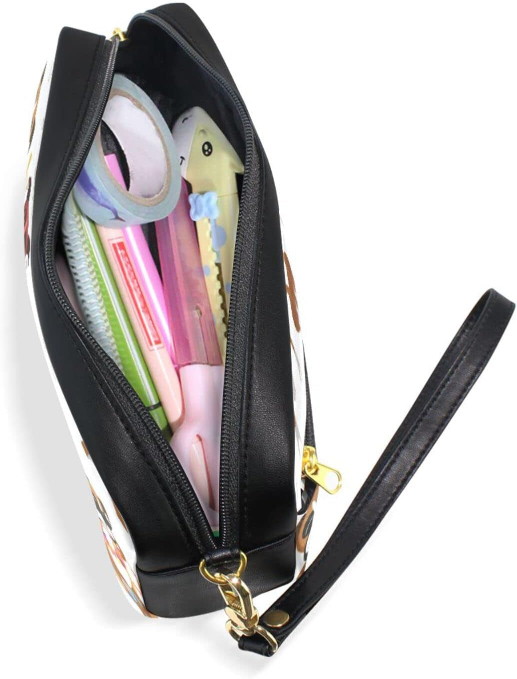 Boxer Dog Pencil Case PU Leather Pencil Pouch Zipper Bag Pen Stationary Bag Cosmetic Makeup Bag