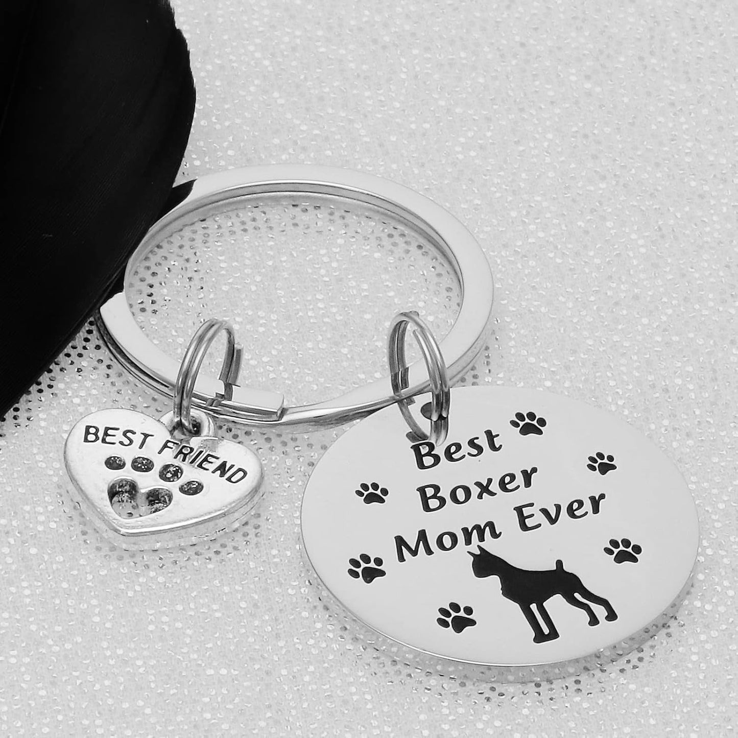 Boxer Mom Gifts Keychain for Women Boxers Lover Onwers Key Chains Best Boxer Mom Ever Pendant Jewelry Boxer Dog Keychain, Stainless Steel, Stainless Steel