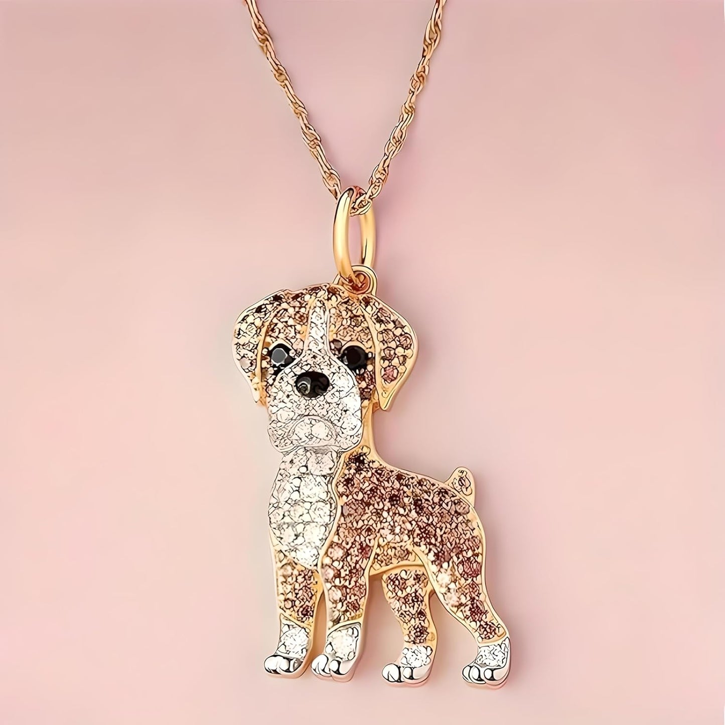 Dog Lovers' Necklace - Different Breeds of Dogs, Synthetic Black and White Zirconia Accented, Golden Retriever, Pug, Corgi, Boxer, and More! Trendy Alloy Chain, Fashion Themed Jewelry Accessory For