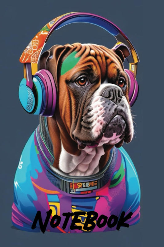 BOXER NOTEBOOK: Abstract Art Themed Notebook. Wide Ruled 100 Page Lined Composition Notebook - Great Gift for Dog Lovers
