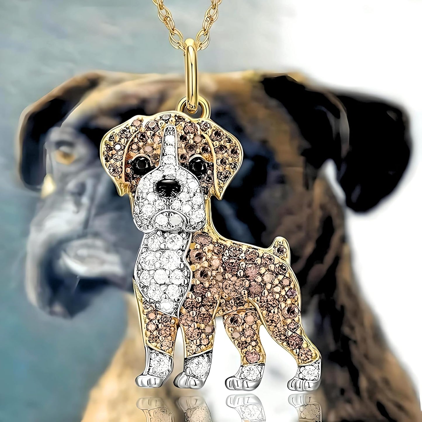 Dog Lovers' Necklace - Different Breeds of Dogs, Synthetic Black and White Zirconia Accented, Golden Retriever, Pug, Corgi, Boxer, and More! Trendy Alloy Chain, Fashion Themed Jewelry Accessory For