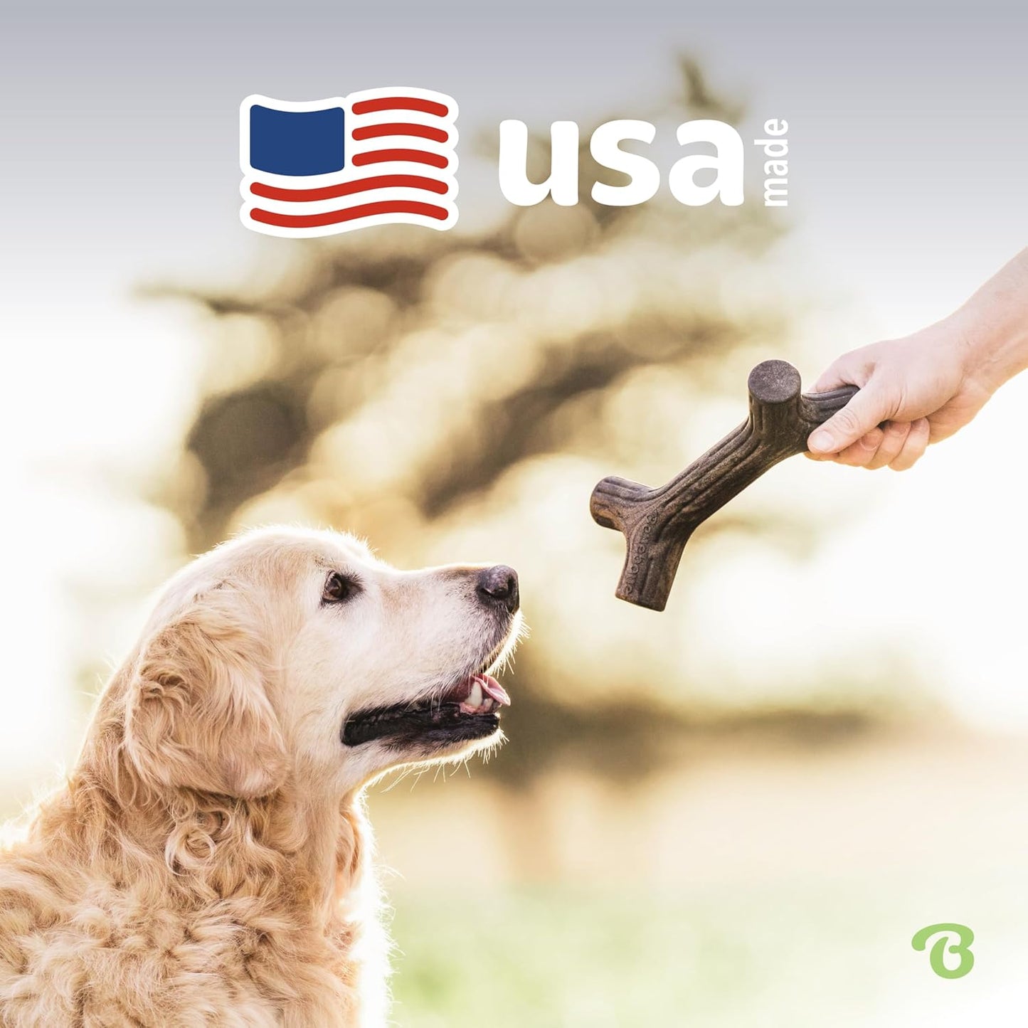 Maplestick Durable Dog Chew Toy for Aggressive Chewers, Real Maplewood, Made in USA, Large