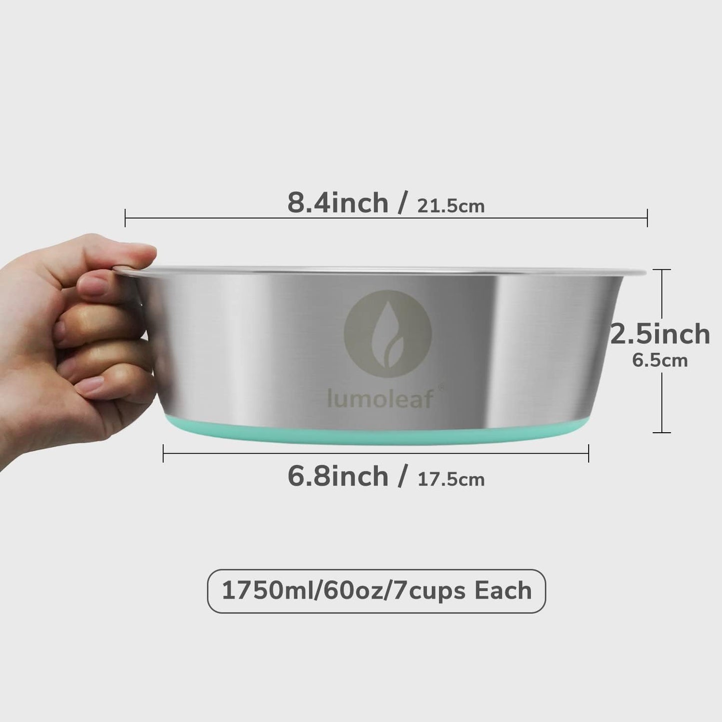 Stainless Steel Dog Bowls (2 Pack 1750Ml), Large Food and Water Bowl with Extra Large Capacity, Non-Slip Silicone Base, Dishwasher Safe Pet Feeding Dishes for Medium & Large Dogs