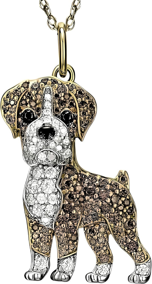 Dog Lovers' Necklace - Different Breeds of Dogs, Synthetic Black and White Zirconia Accented, Golden Retriever, Pug, Corgi, Boxer, and More! Trendy Alloy Chain, Fashion Themed Jewelry Accessory For
