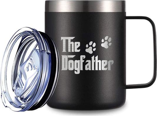 Funny Dog Dad Gift Travel Mug, Perfect for Birthday, Christmas, Father’S Day, Festivals, 316 Food-Grade Stainless Steel, 12-Oz Double-Wall Vacuum Insulated with Lid and Handle
