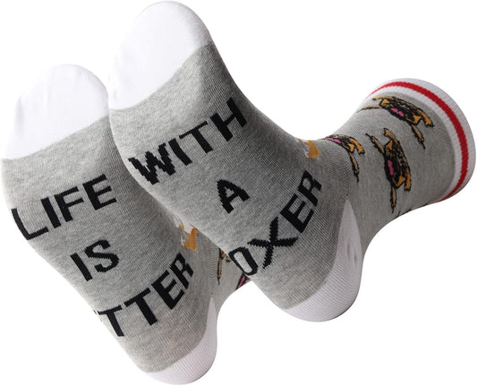 Boxer Socks - Dog Lover Gifts for Boxer Owner, Mom, Dad - Puppy Gift