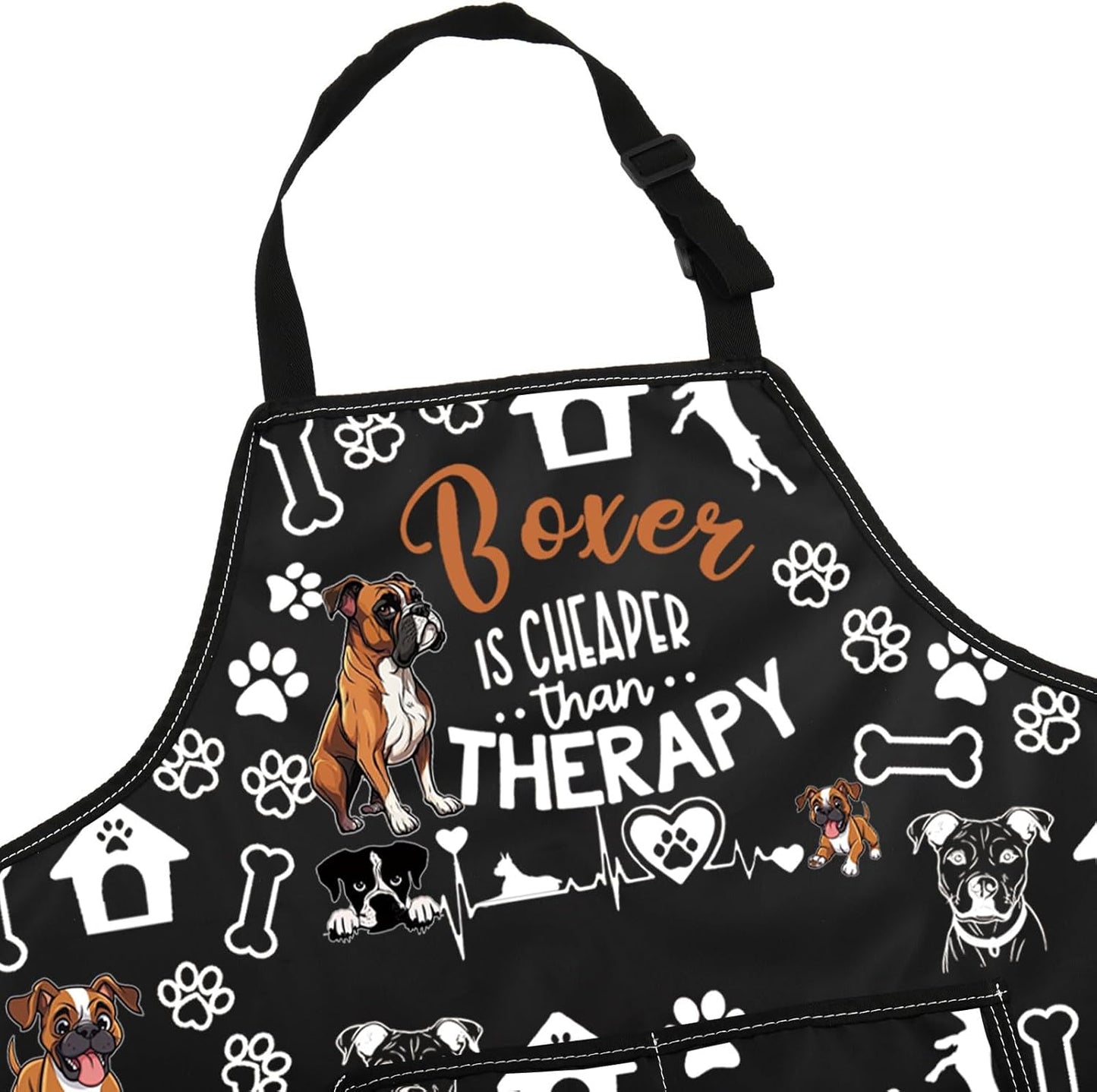 Boxer Dog Apron with Pockets Boxer Dog Lover Gifts Boxer Is Cheaper than Therapy Boxer Dog Kitchen Apron