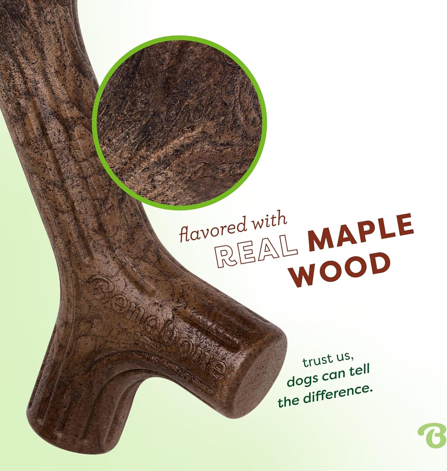 Maplestick Durable Dog Chew Toy for Aggressive Chewers, Real Maplewood, Made in USA, Large