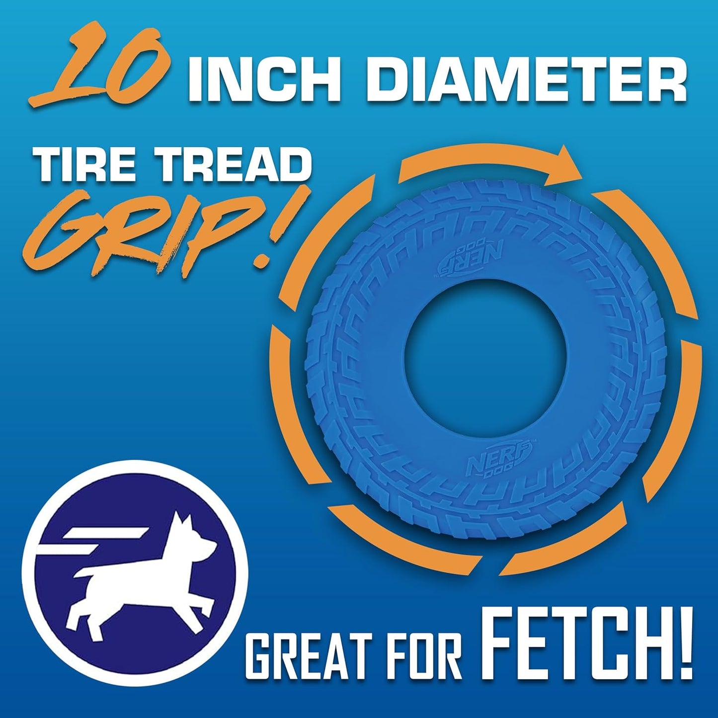 Rubber Tire Flyer Dog Toy, Frisbee, Lightweight, Great for Beach and Pool, 10 Inch Diameter, for Medium/Large Breeds, Single Unit, Blue
