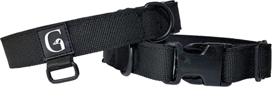 GOOSEMAN’S Gear - Dog Collar Medium and Large Breed - Made in Canada - Military Grade Buckle (Collier Pour Chien) (Black, Large)