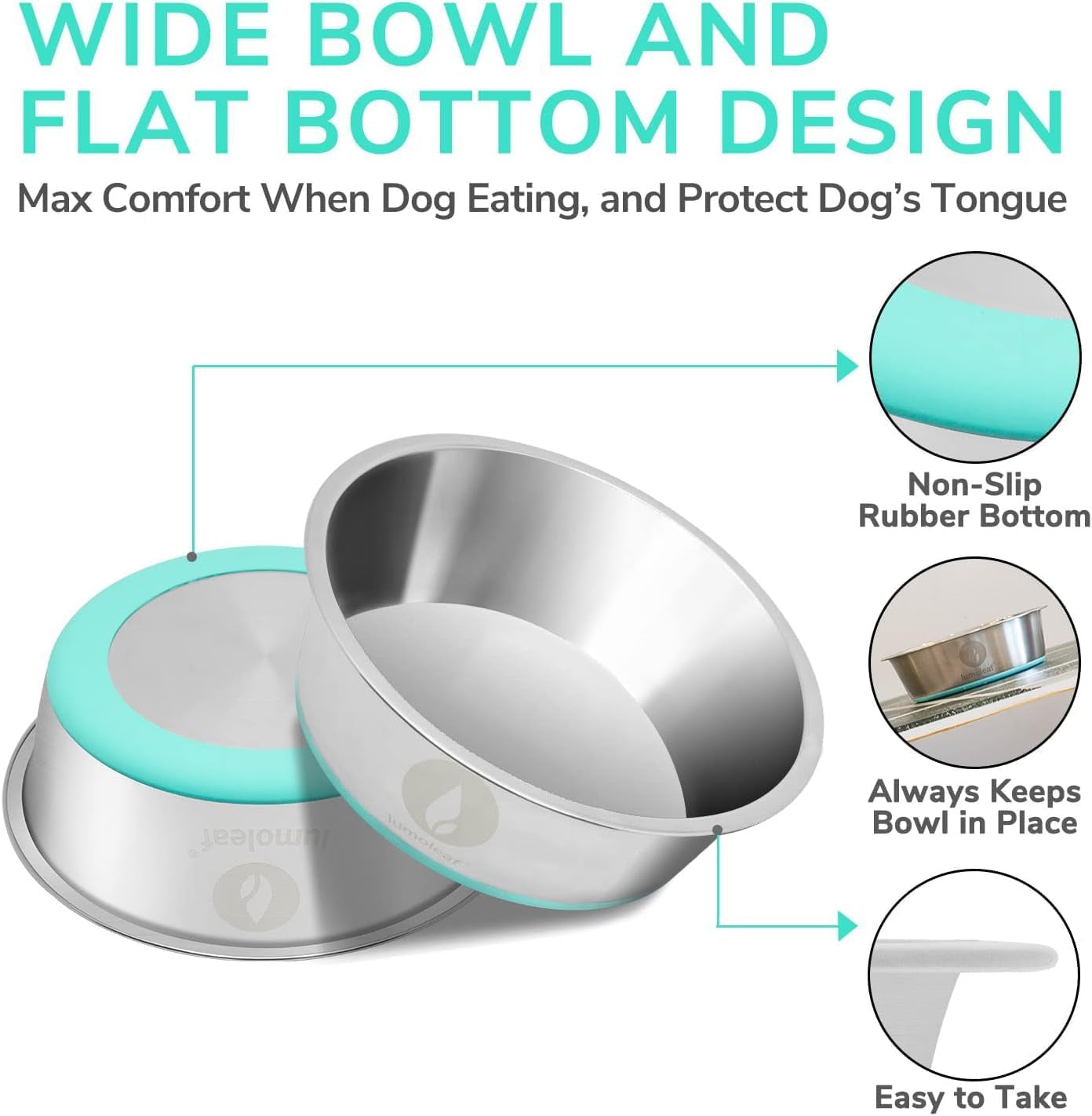 Stainless Steel Dog Bowls (2 Pack 1750Ml), Large Food and Water Bowl with Extra Large Capacity, Non-Slip Silicone Base, Dishwasher Safe Pet Feeding Dishes for Medium & Large Dogs