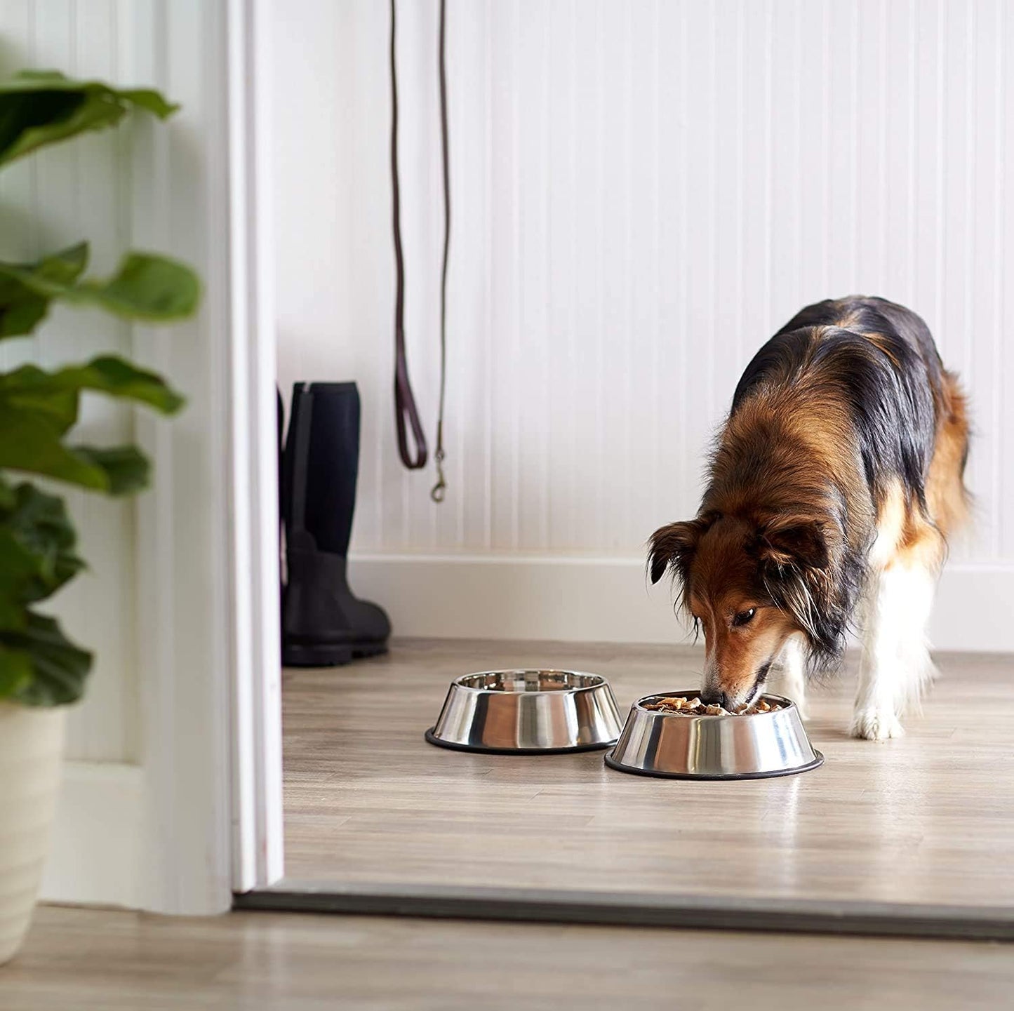 2PCS Stainless Steel Dog Bowl, Non-Slip Pets Feeder Bowl 30Oz/0.9L, Paw Dog Bowl for Small Medium Big Dogs Feed Water and Food, 7.7 X2.1Inches(Medium, Metal)