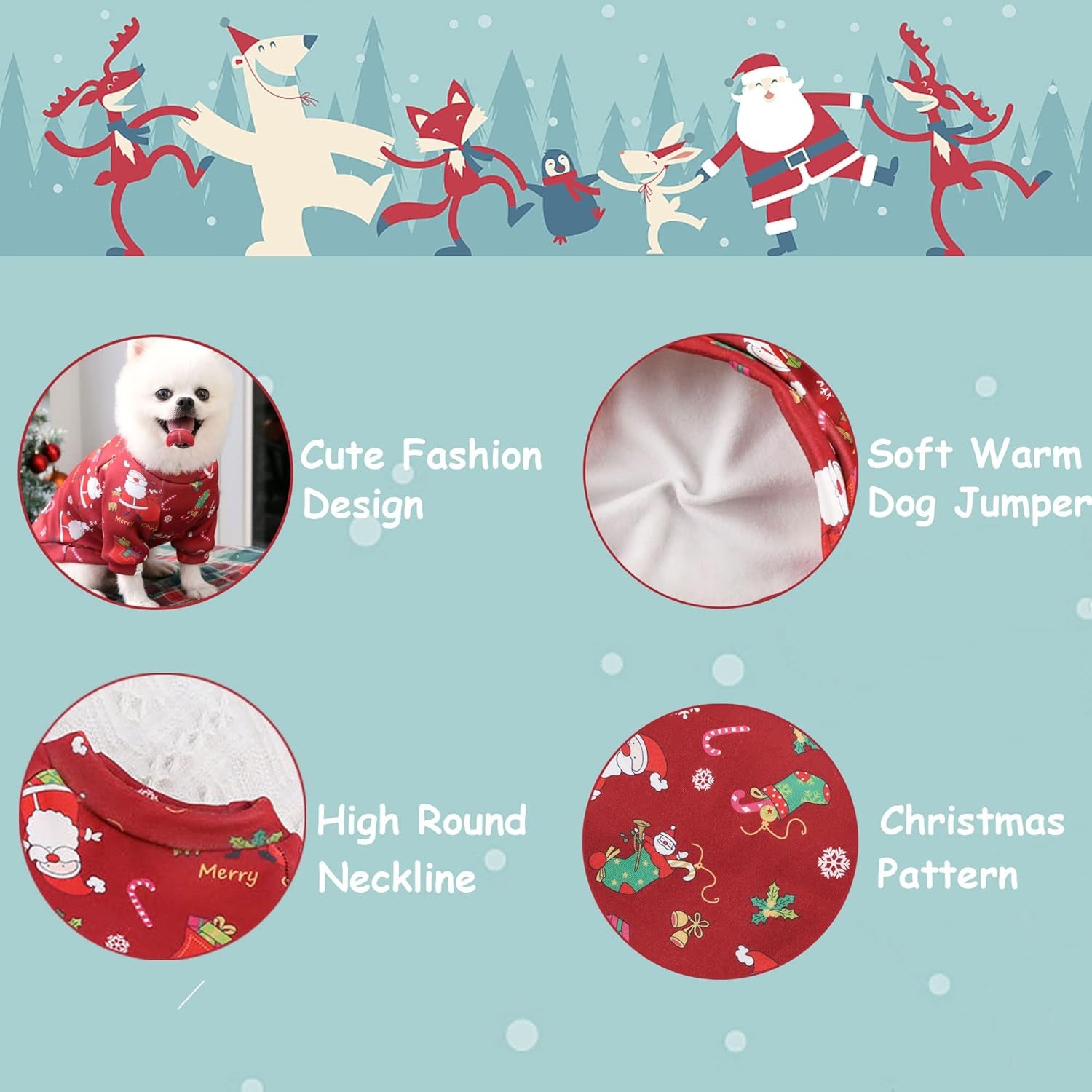 2Pack Dog Christmas Sweater-Outfits - Dog Christmas Costumes Jumper Winter Warm Xmas Puppy Holiday for Dog Cold Weather Xmas Outfit Apparel for Medium Large Dogs (L (Chest:31.5'',Back:19.7''))