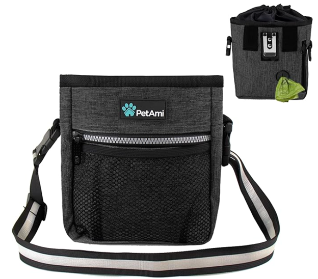 Dog Training Pouch with Shoulder/Waist Strap and Built-In Poop Bag Dispenser