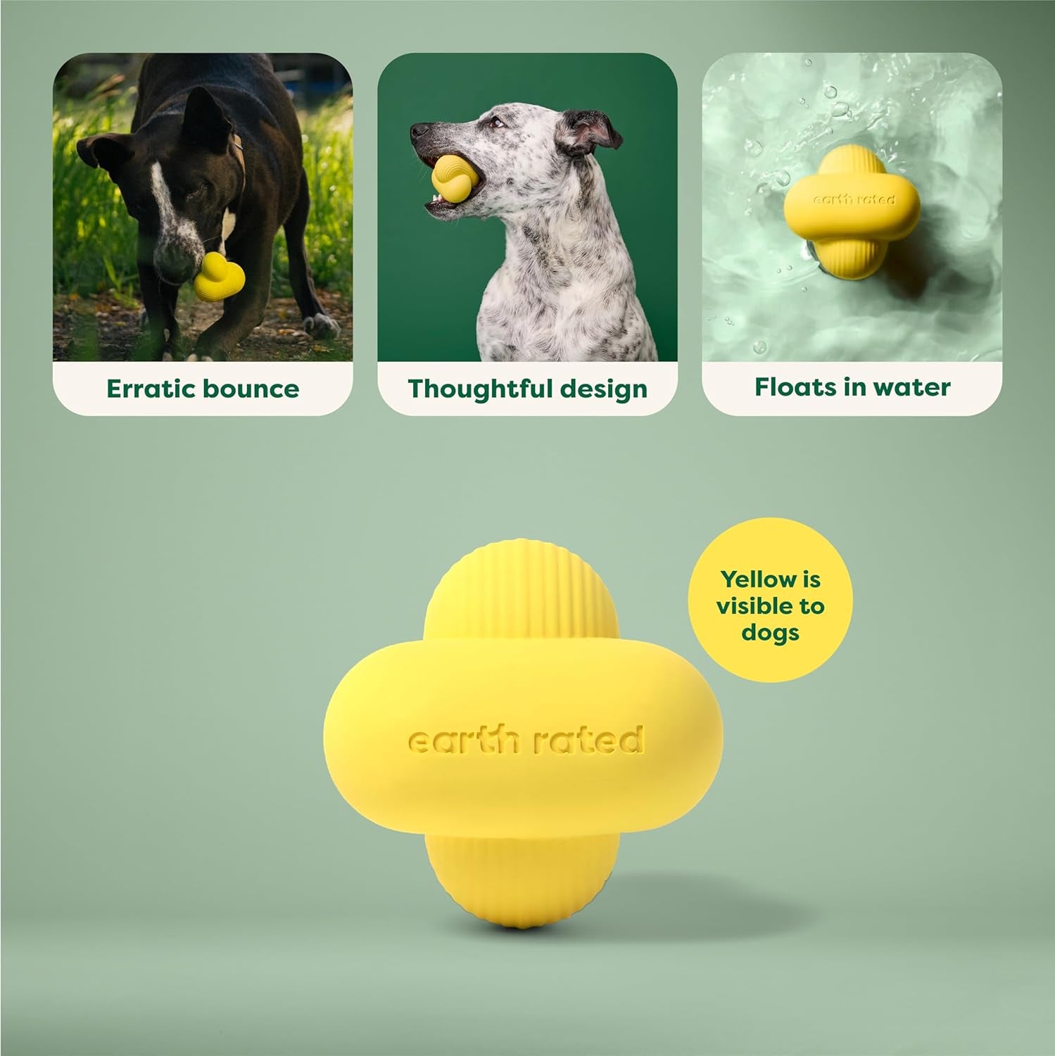 Dog and Puppy Ball, Interactive Fetch Toy for Small, Medium, and Large Breeds, Comes in Multiple Sizes, Made with Natural Rubber, Perfect for Indoor and Outdoor Use, Large, Yellow